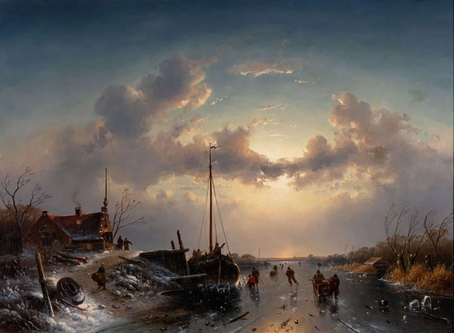 Charles Leickert - Pattinatori in una soleggiata giornata invernale, 1855